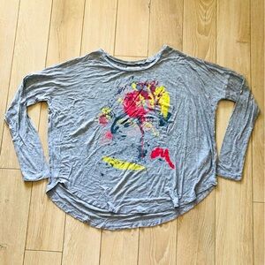 Abercrombie & Fitch Soft Oversized Graphic Long Sleeve T shirt in Grey Size M